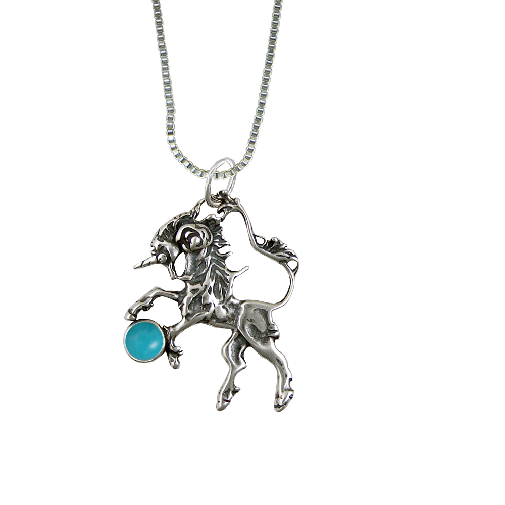 Sterling Silver Turquoise Little Unicorn Pendant